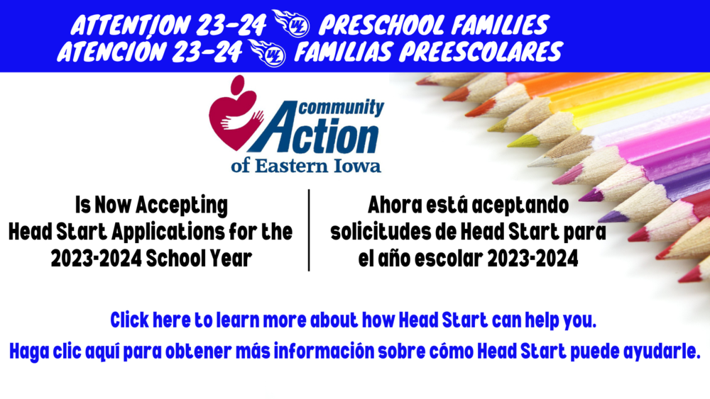 Attention 23-24 Preschool Families Community Action of Eastern Iowa is now accepting Head Start Applications 