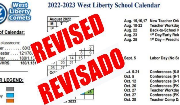 Revised 2022-2023 West Liberty School Calendar