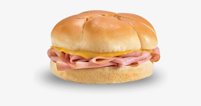 Hot ham and cheese sandwich on a hamburger bun