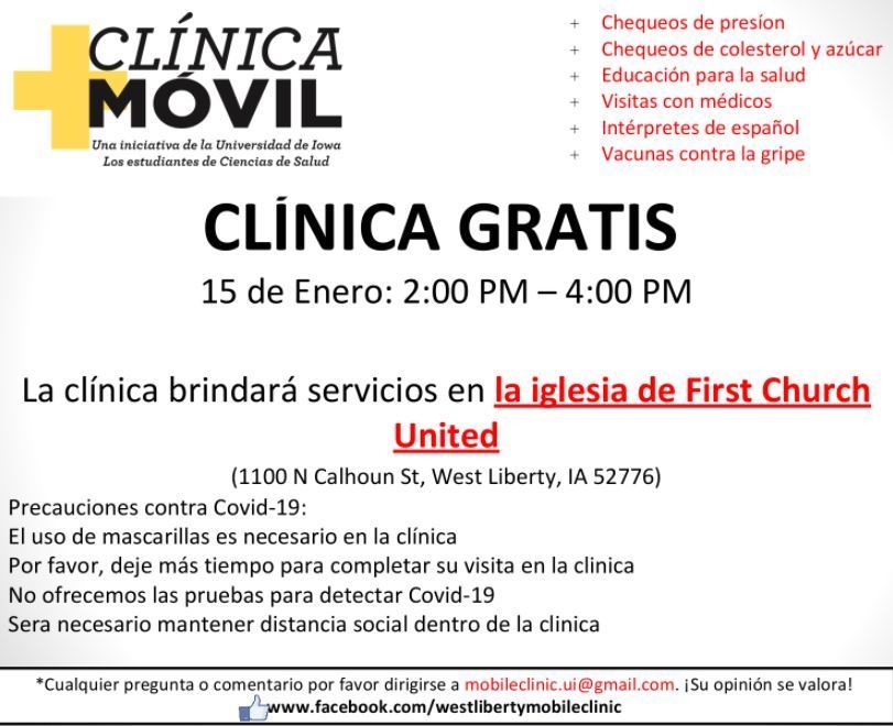 January 15th Mobile Clinic Flyer  - Spanish